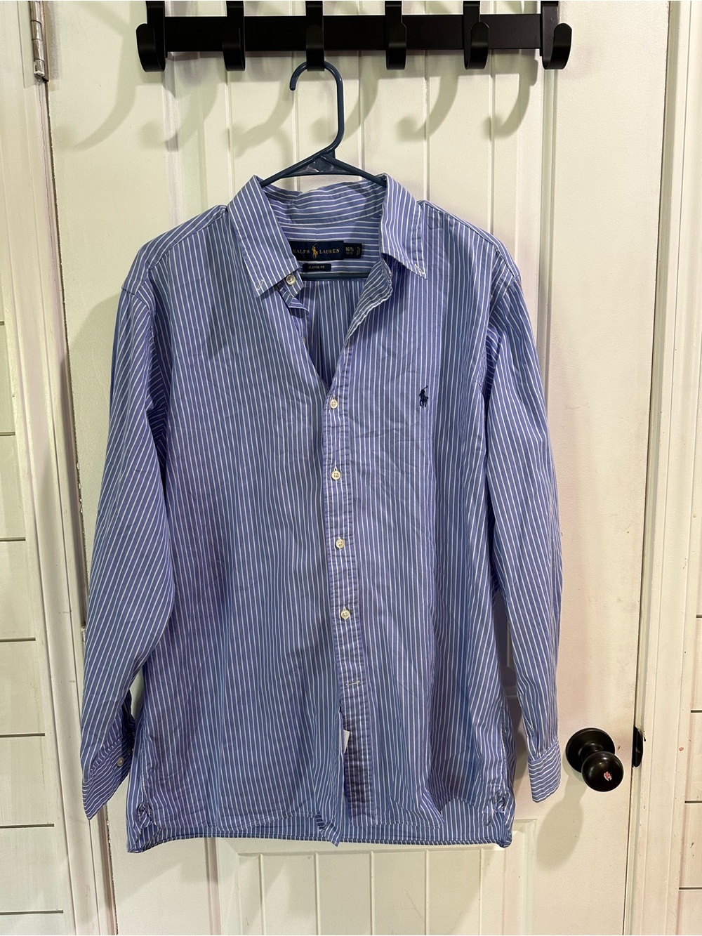 Ralph Lauren Blue & White Pinstripe Cotton Dress Shirt